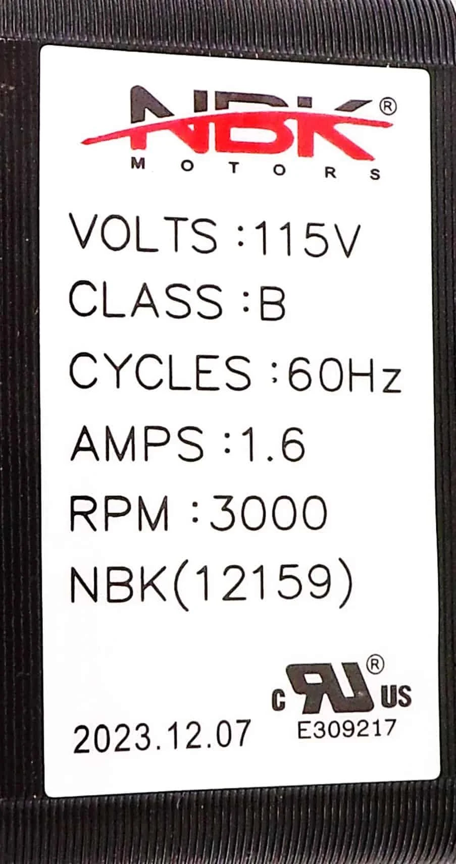 NBK-12159 Blower Assembly 1/18 HP 115V A157