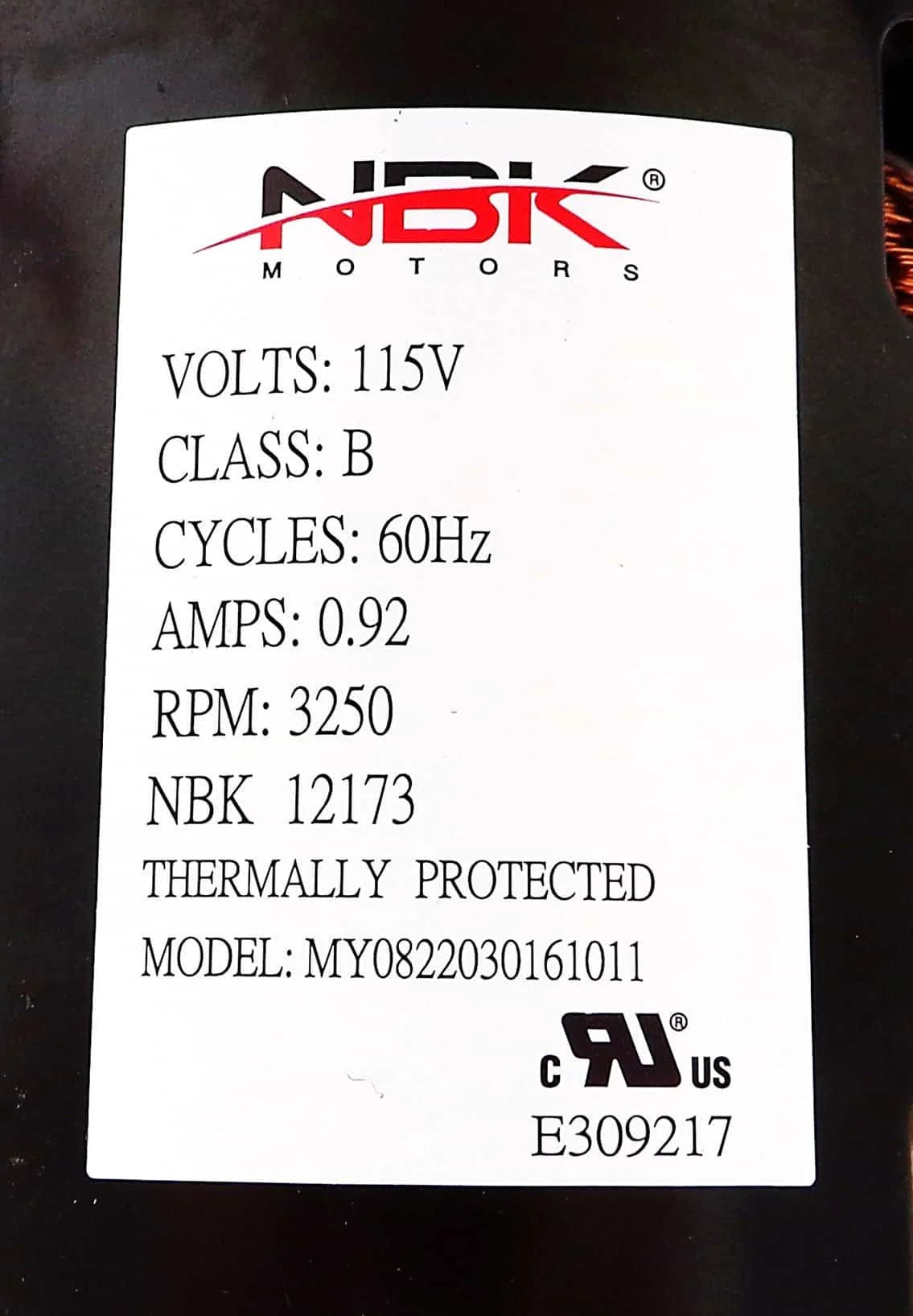 NBK-12173 BLOWER MOTOR, DRAFT INDUCER 115V A129