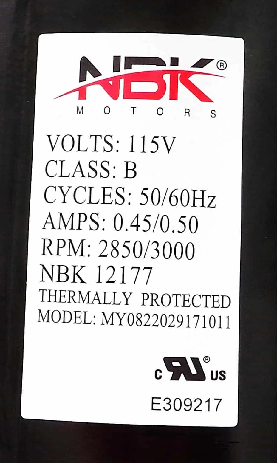 NBK-12177 BLOWER MOTOR, DRAFT INDUCER 115V A206