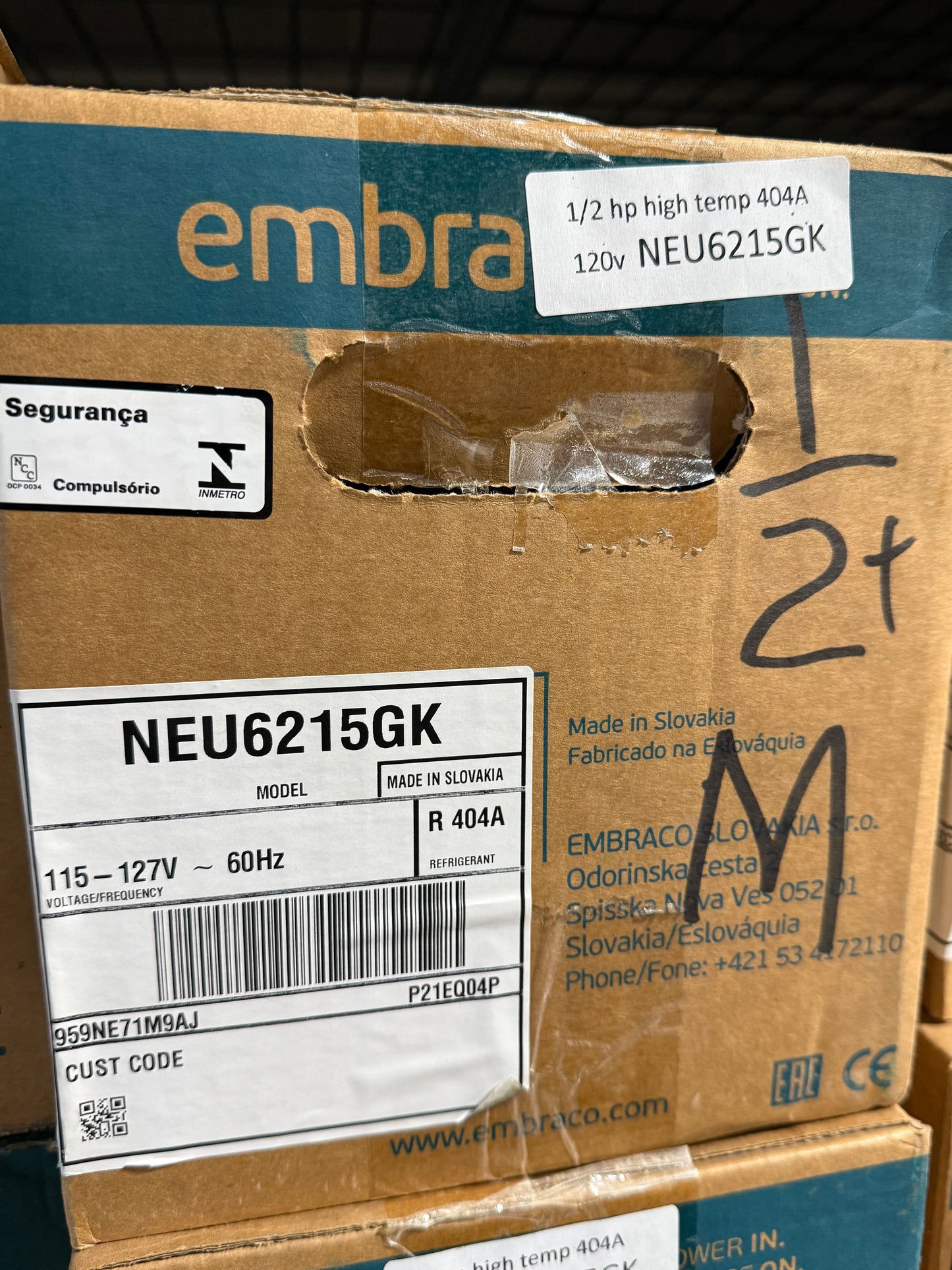 NEU6215GK Embraco Refrigeration Compressor, 115V, R404a
