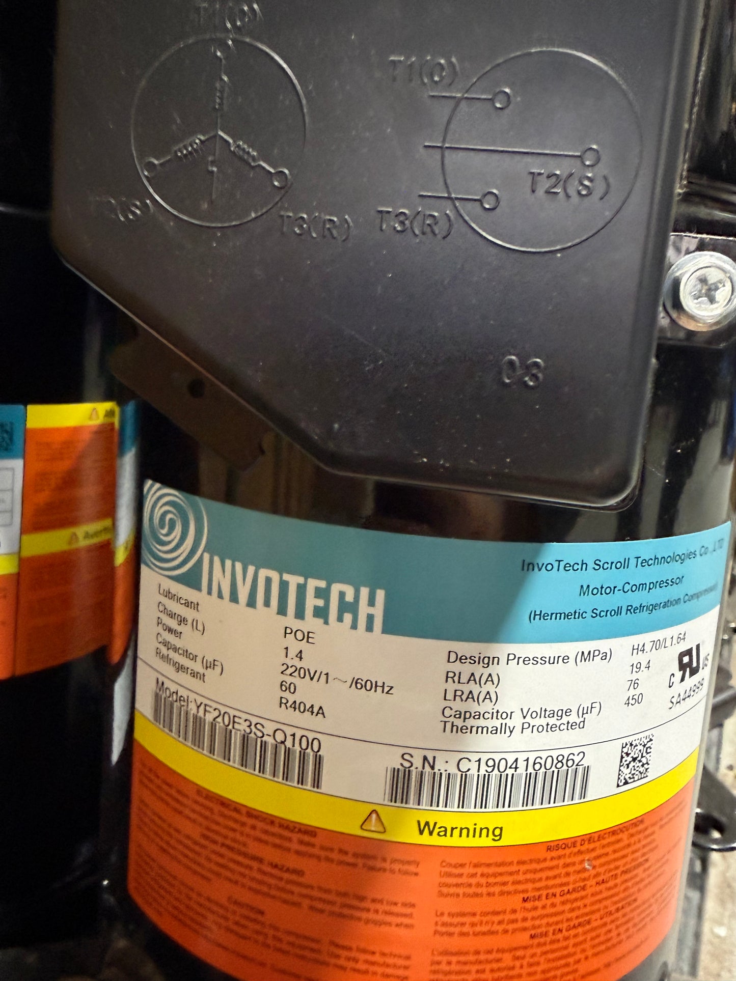 YF20E3S-Q100 Invotech Refrigeration Compressor