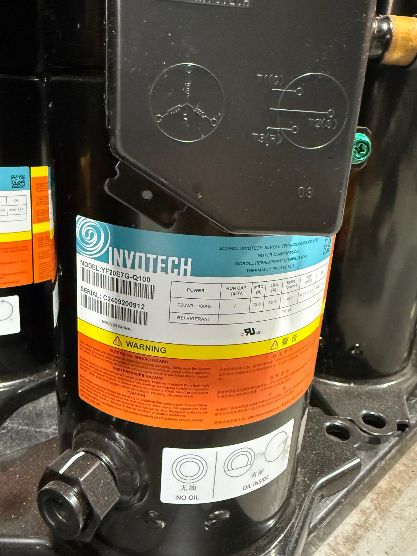 YF20E7G-Q100 Invotech Refrigeration Compressor