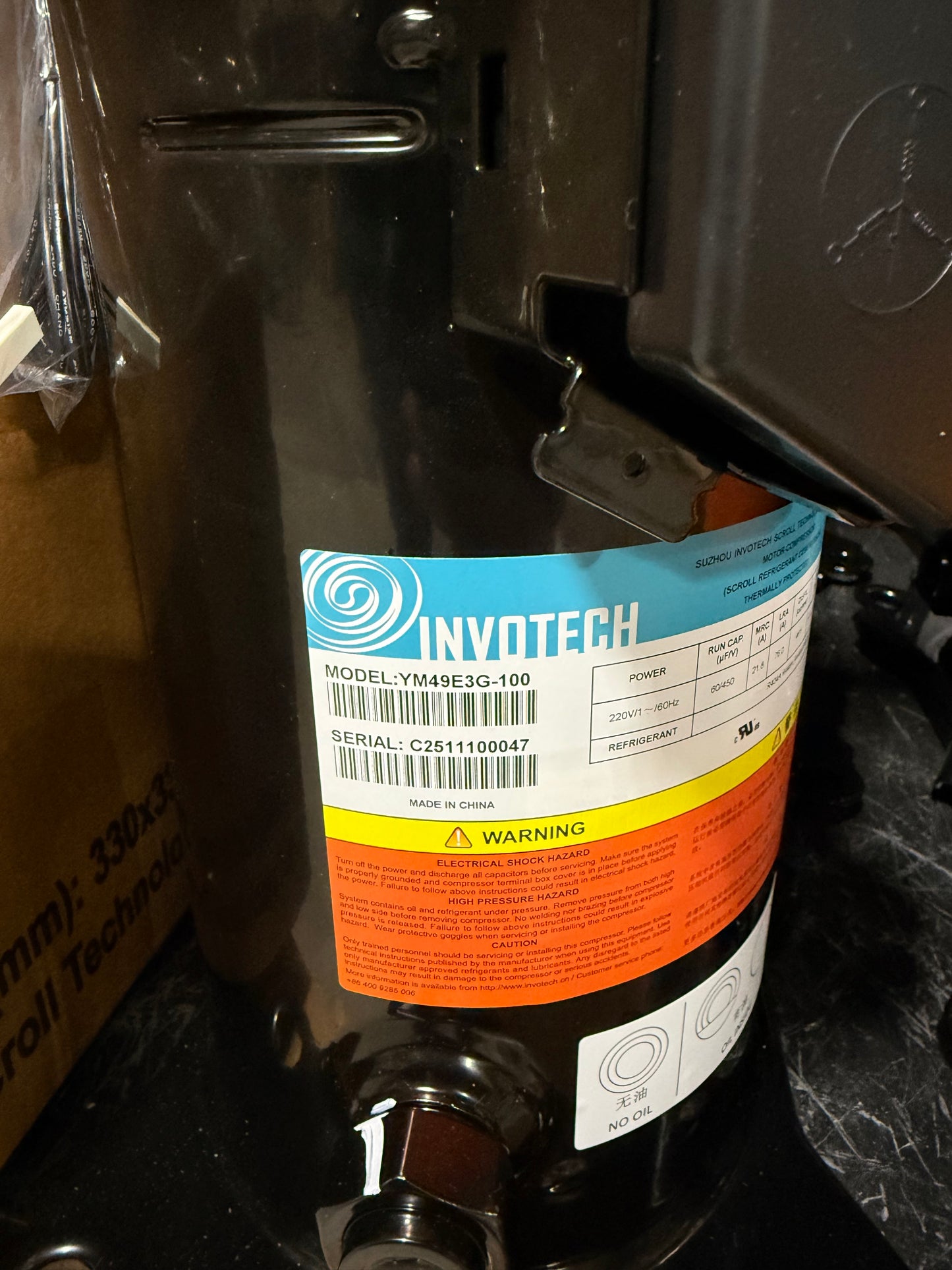 YM49E3G-100 Invotech Refrigeration Compressor