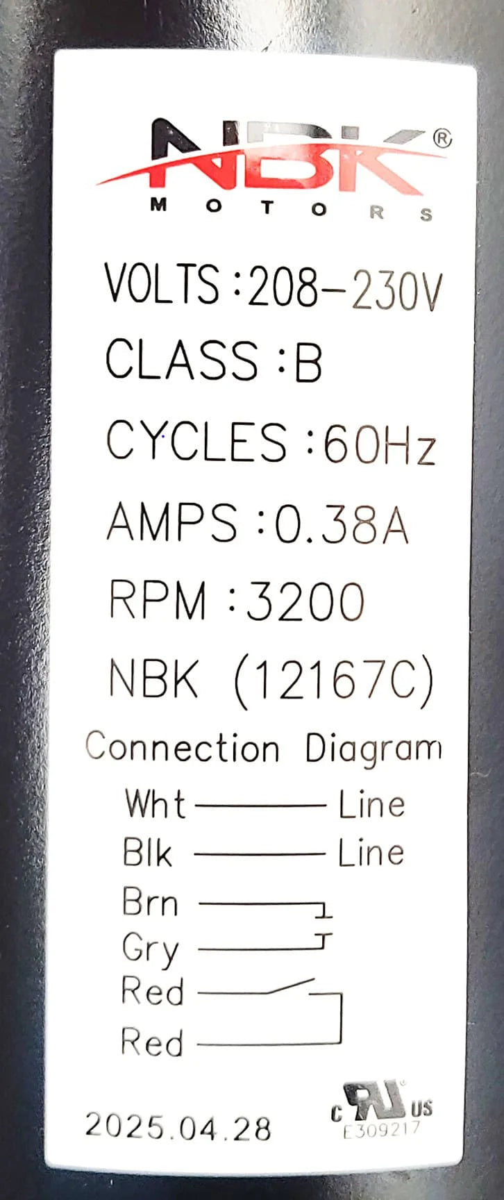 NBK-12167C INDUCER MOTOR 208-230V