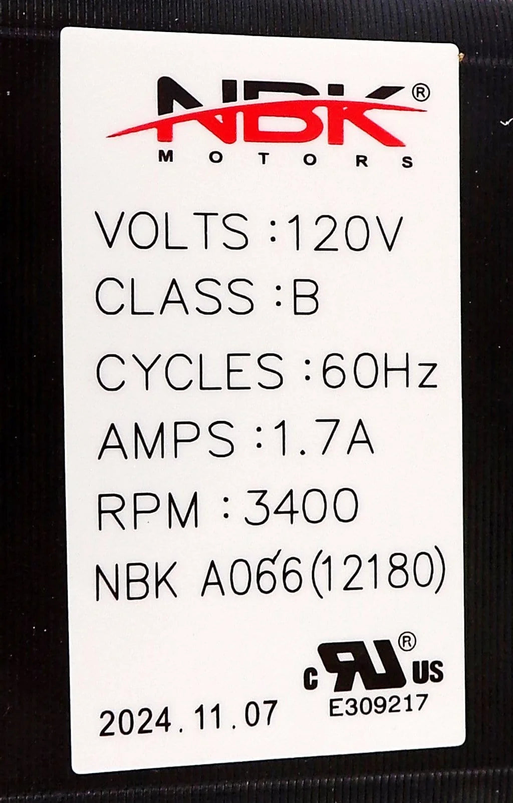 NBK-12180 BLOWER MOTOR, DRAFT INDUCER 115V A066