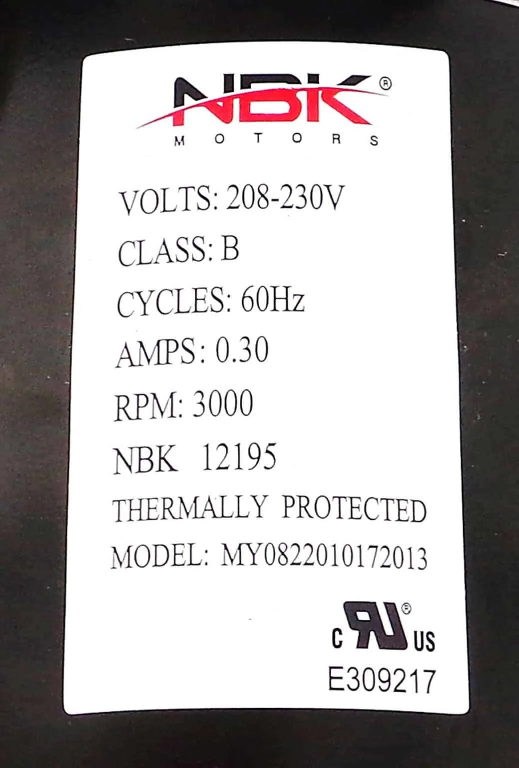 NBK-12195 BLOWER MOTOR, DRAFT INDUCER 230V 1054268 A148