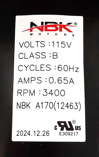 NBK-12463 BLOWER MOTOR, DRAFT INDUCER 115V A170