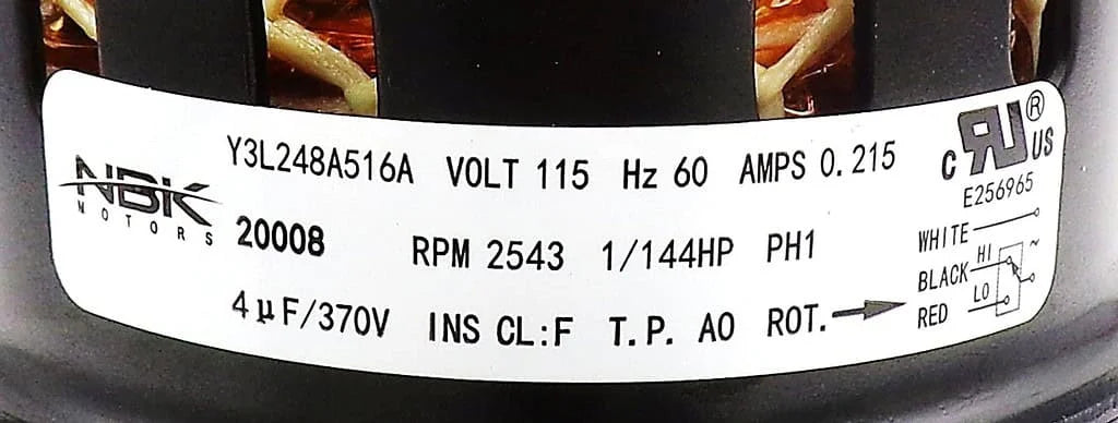 NBK-20008 MOTOR 115V/60HZ, 3000 RPM 1/33 HP