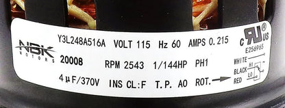 NBK-20008 MOTOR 115V/60HZ, 3000 RPM 1/33 HP