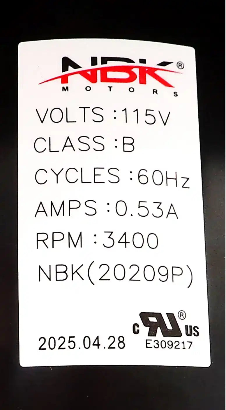 NBK-20209P BLOWER MOTOR, DRAFT INDUCER 115V A163