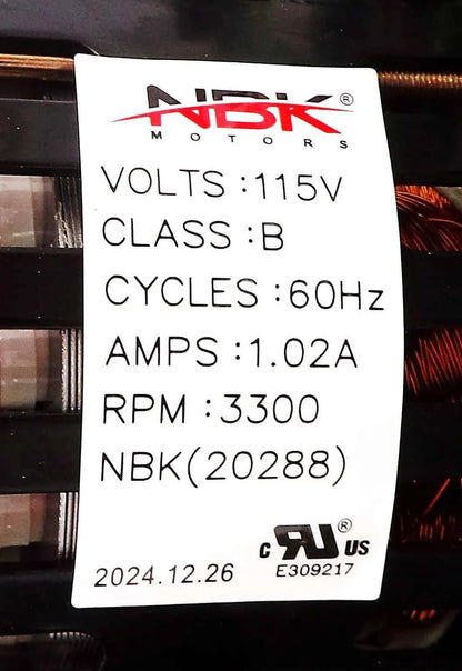 NBK-20288 BLOWER MOTOR 115V