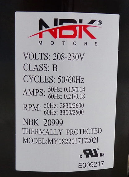NBK-20999 INDUCER ASSEMBLY 208-230V, 50/60HZ 1/15 HP