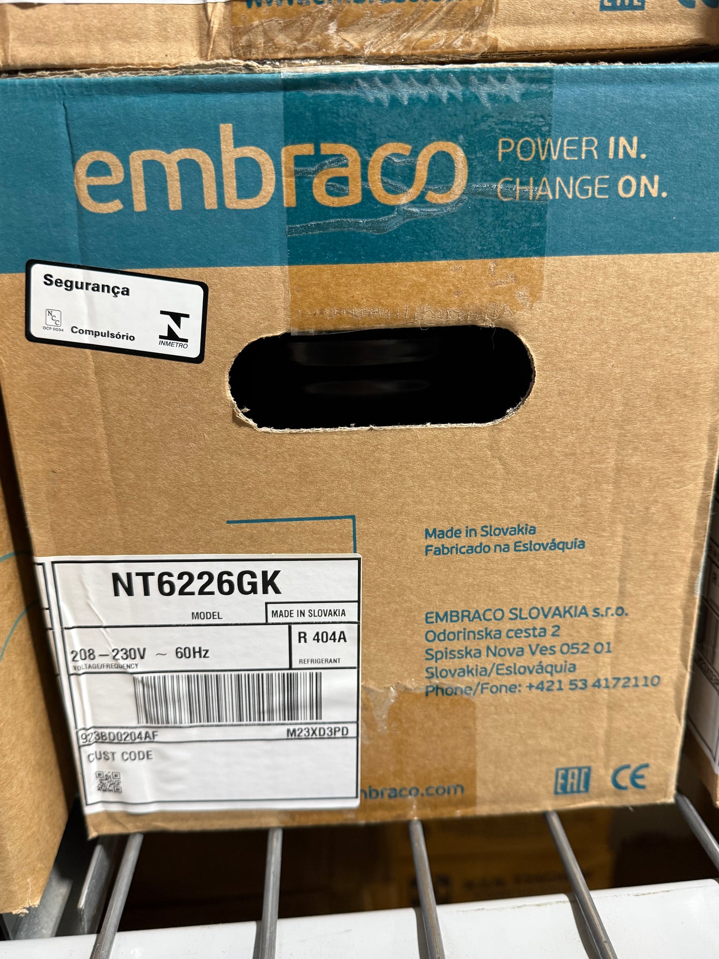 NT6226GK Embraco Refrigeration Compressor, 230V, R404a