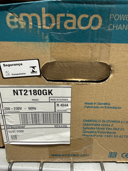 NT2180GK Embraco Refrigeration Compressor, 230V, R404a