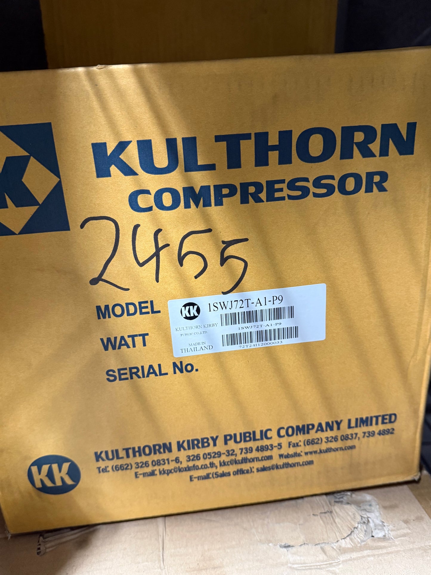1SWJ72T-A1-P9 WJ2455ZK2 Kulthorn Refrigeration Compressor