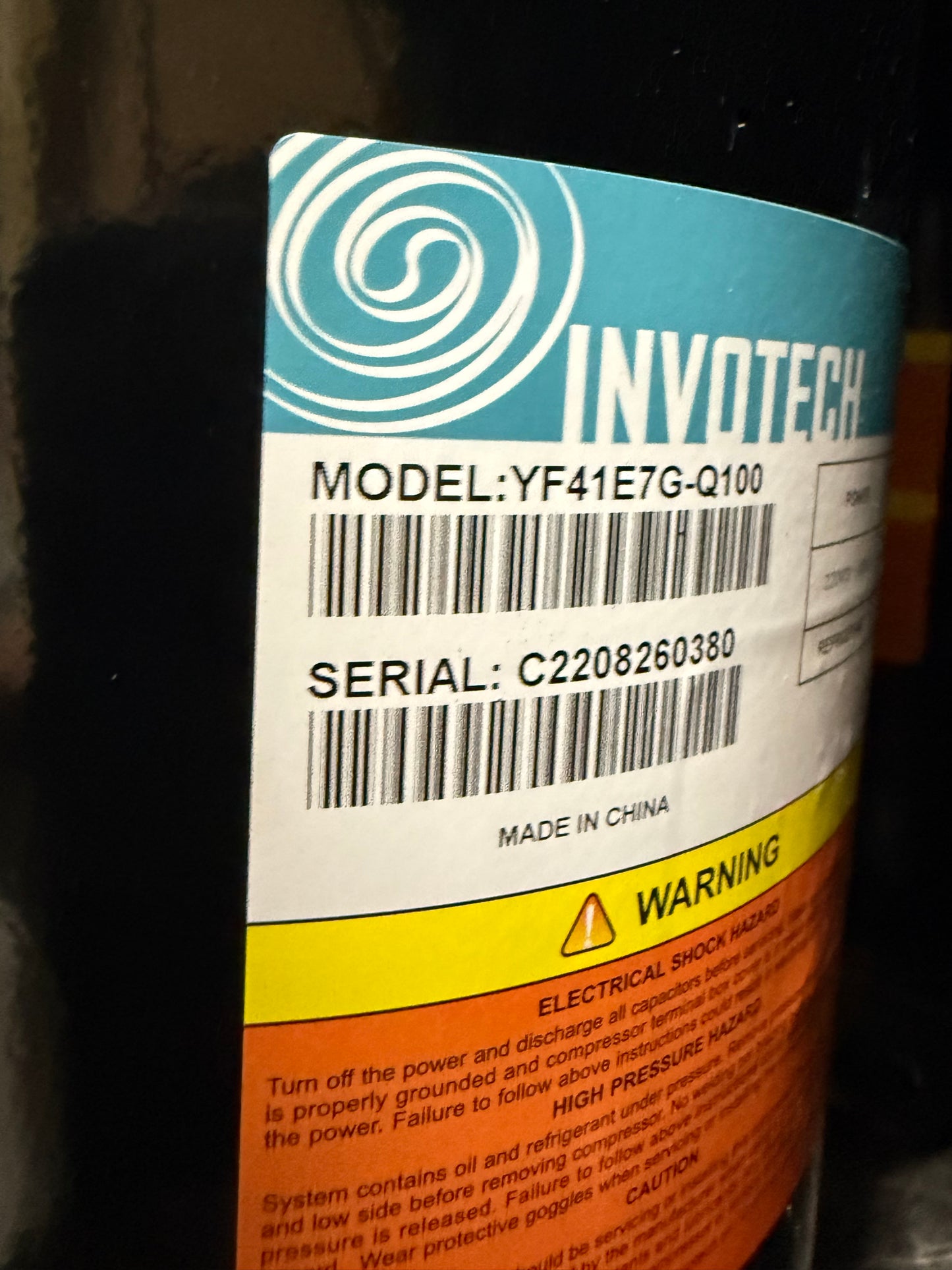 YF41E7G-Q100 Invotech Refrigeration Compressor